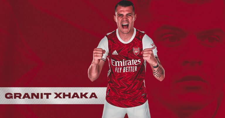 Arte com foto do Granit Xhaka e escrito o nome dele