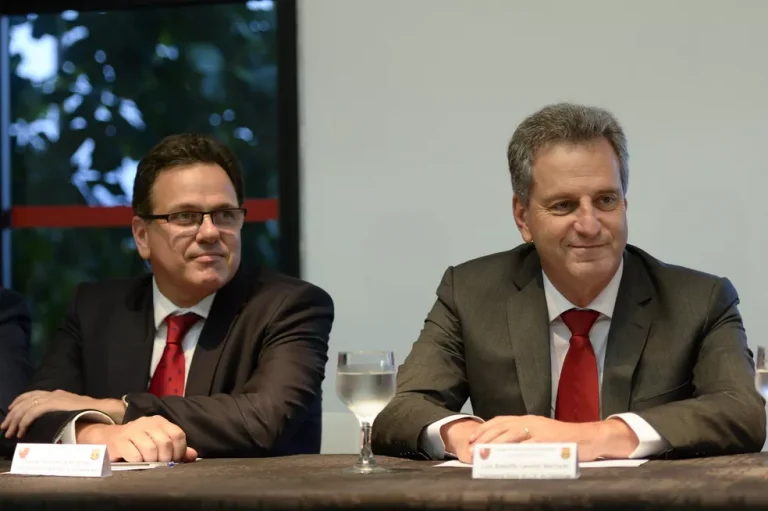 Rodolfo Landim e Rodrigo Dunshee, presidente e vice-presidente do Flamengo.
