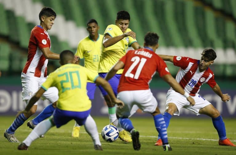 Paraguai x Brasil pelo Sul-Americano Sub-20 2023 no estádio Monumental Deportivo Cali na cidade de Palmira, na Colômbia na sexta-feira 27/01. Foto: Rafael Ribeiro / CBF
