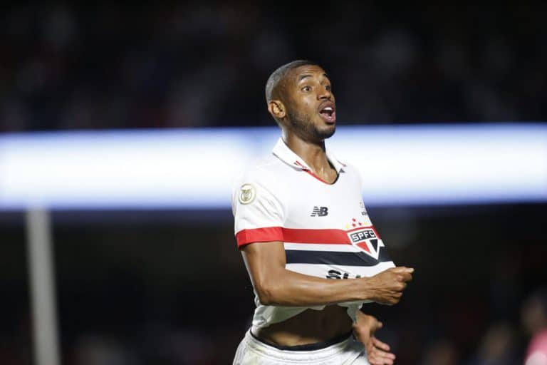 André Silva marcou o primeiro gol da vitória tricolor. Foto: Foto: Rubens Chiri/Saopaulofc.net